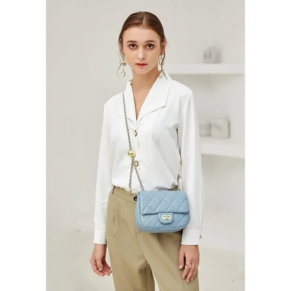 Leather Quilted Crossbody Purse Small Bag Women Stylish Gift
